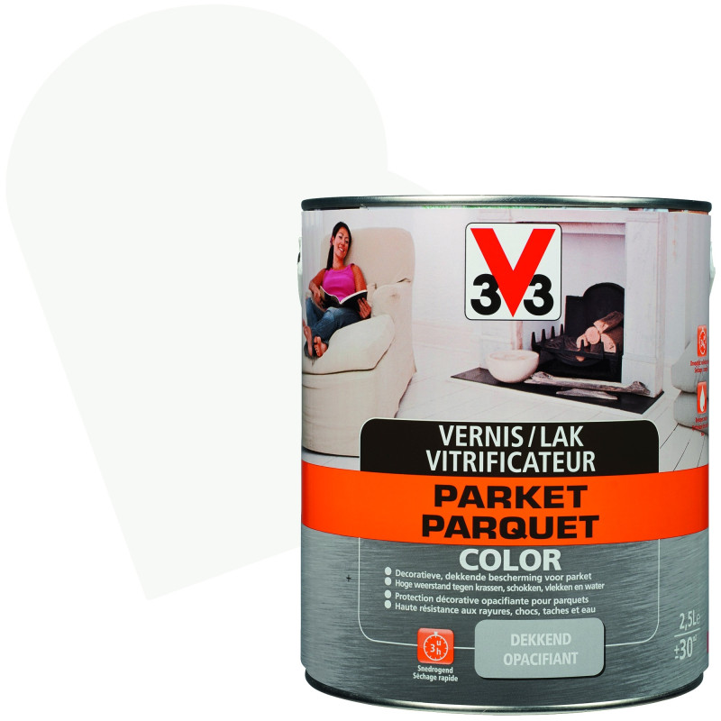 Vernis vitrificateur Parquet Color blanc satiné 2,5 L V33