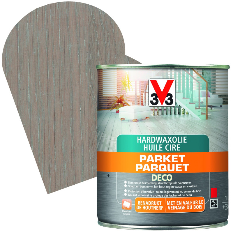 Huile cire Parquet Deco gris foncé mat 1 L V33