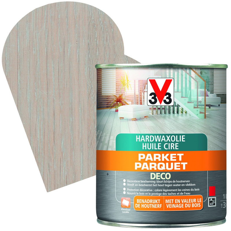 Huile cire Parquet Deco gris patiné mat 1 L V33