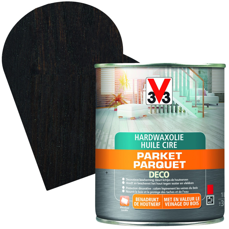 Huile cire Parquet Deco noir mat 1 L V33