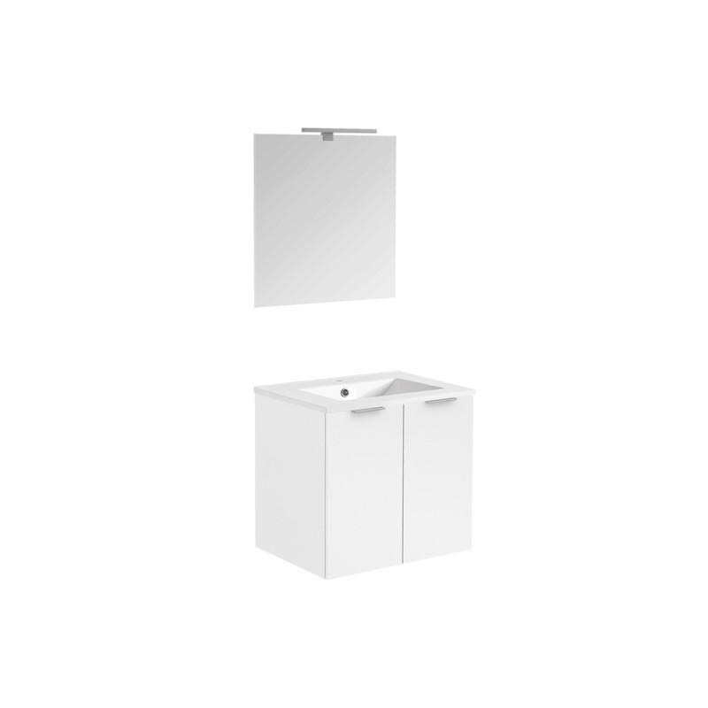 Meuble de salle de bain avec vasque et miroir Euro Pack blanc brillant 60 cm ALLIBERT