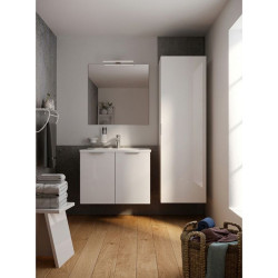 Meuble de salle de bain avec vasque et miroir Euro Pack blanc brillant 60 cm ALLIBERT Meuble de salle de bain avec vasque et miroir Euro Pack blanc brillant 60 cm ALLIBERT