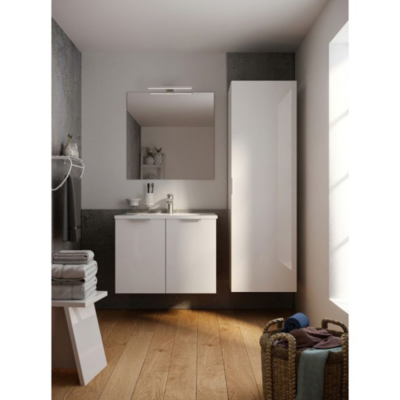 Meuble de salle de bain avec vasque et miroir Euro Pack blanc brillant 60 cm ALLIBERT Meuble de salle de bain avec vasque et miroir Euro Pack blanc brillant 60 cm ALLIBERT
