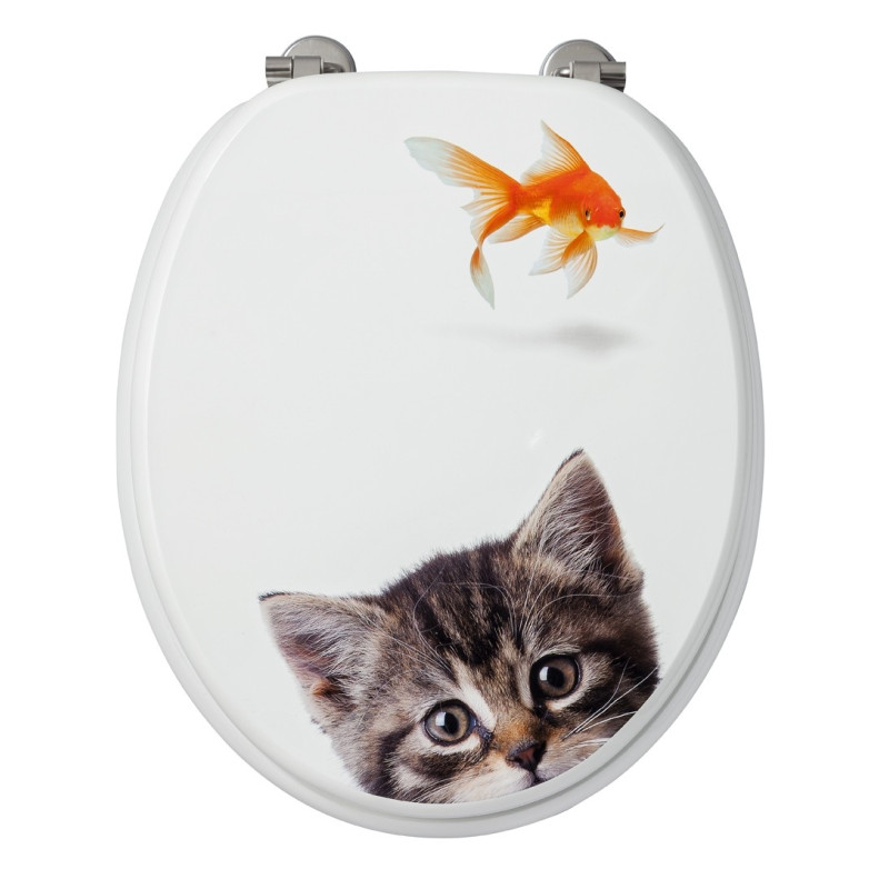 Abattant de toilette Poisson Chat décor en MDF ALLIBERT