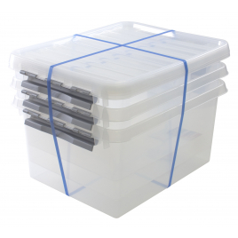 Box de rangement Q-line avec couvercle clips transparent 36 L 3 pièces SUNWARE