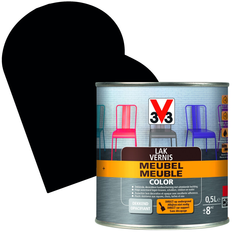 Vernis Meuble Color noir satiné 0,5 L V33