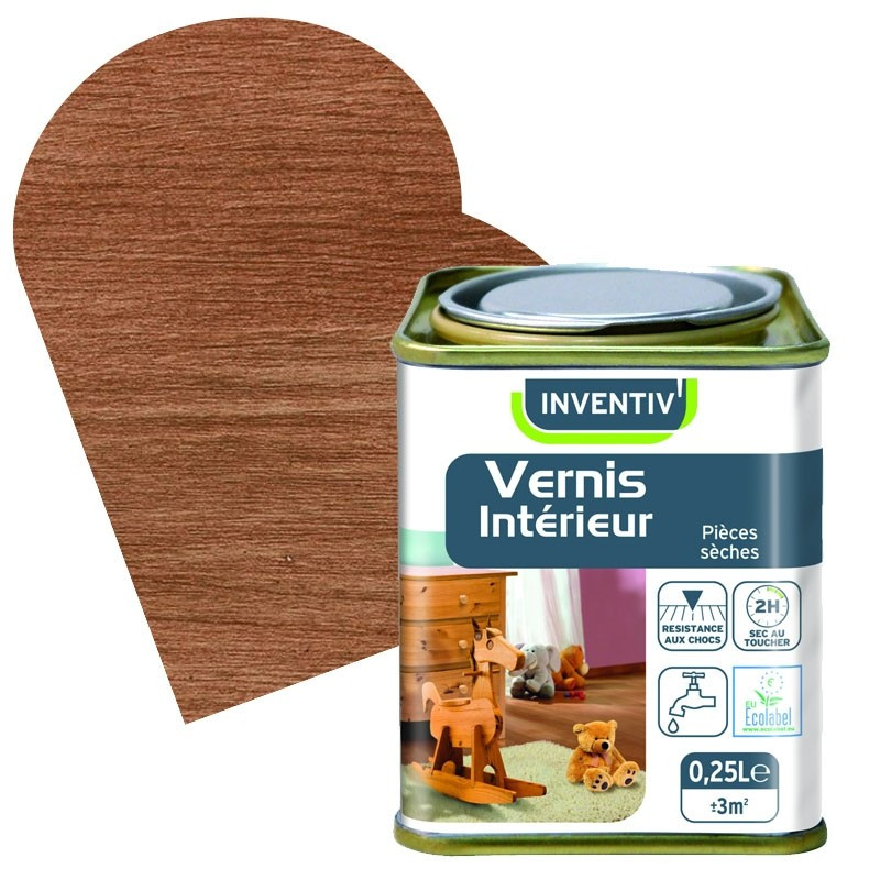 Vernis Intérieur chêne moyen satiné 0,25 L INVENTIV