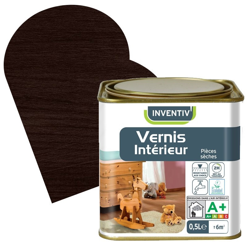 Vernis Intérieur chêne foncé satiné 0,5 L INVENTIV