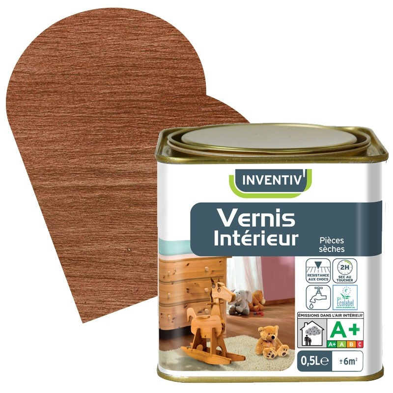 Vernis Intérieur chêne moyen satiné 0,5 L INVENTIV