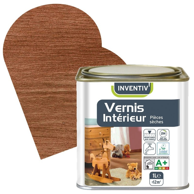 Vernis Intérieur chêne moyen satiné 1 L INVENTIV