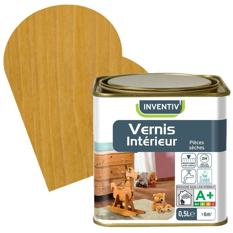 Vernis Intérieur chêne clair satiné 0,5 L INVENTIV