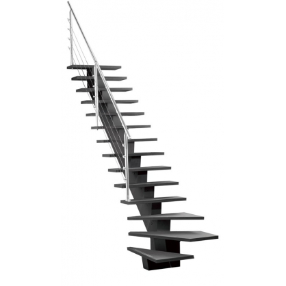 Escalier Gomera 1/4 tournant gauche avec marches strips alu SOGEM