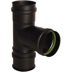 Té 90° poêle à pellets noir Ø 80 mm EUROTIP – Raccord étanche | EUROTIP