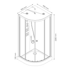 Cabine de douche Nogea 1/4 de rond 90 x 90 x 220 cm