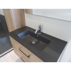 Ensemble de salle de bain avec vasque et miroir Lenca cerisier miel et noir 90 cm ONDÉE Ensemble de salle de bain avec vasque et miroir Lenca cerisier miel et noir 90 cm ONDÉE