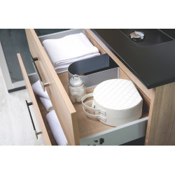 Ensemble de salle de bain avec vasque et miroir Lenca cerisier miel et noir 90 cm ONDÉE Ensemble de salle de bain avec vasque et miroir Lenca cerisier miel et noir 90 cm ONDÉE