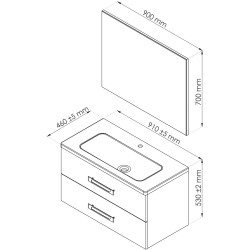 Ensemble de salle de bain avec vasque et miroir Lenca cerisier miel et noir 90 cm ONDÉE Ensemble de salle de bain avec vasque et miroir Lenca cerisier miel et noir 90 cm ONDÉE