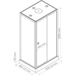 Cabine de douche Nogea rectangle 80 x 120 x 220 cm AYOR BATHROOM