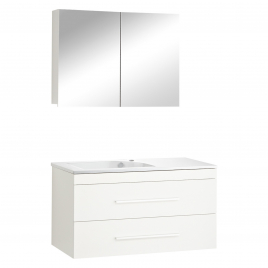 Ensemble de salle de bain Style avec armoire miroir blanc 100 cm DIFFERNZ