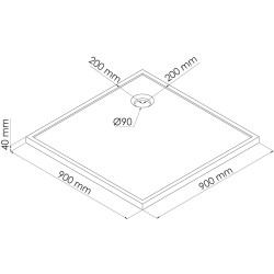 Receveur de douche Bull blanc carré 90 x 90 cm ONDÉE Receveur de douche Bull blanc carré 90 x 90 cm ONDÉE