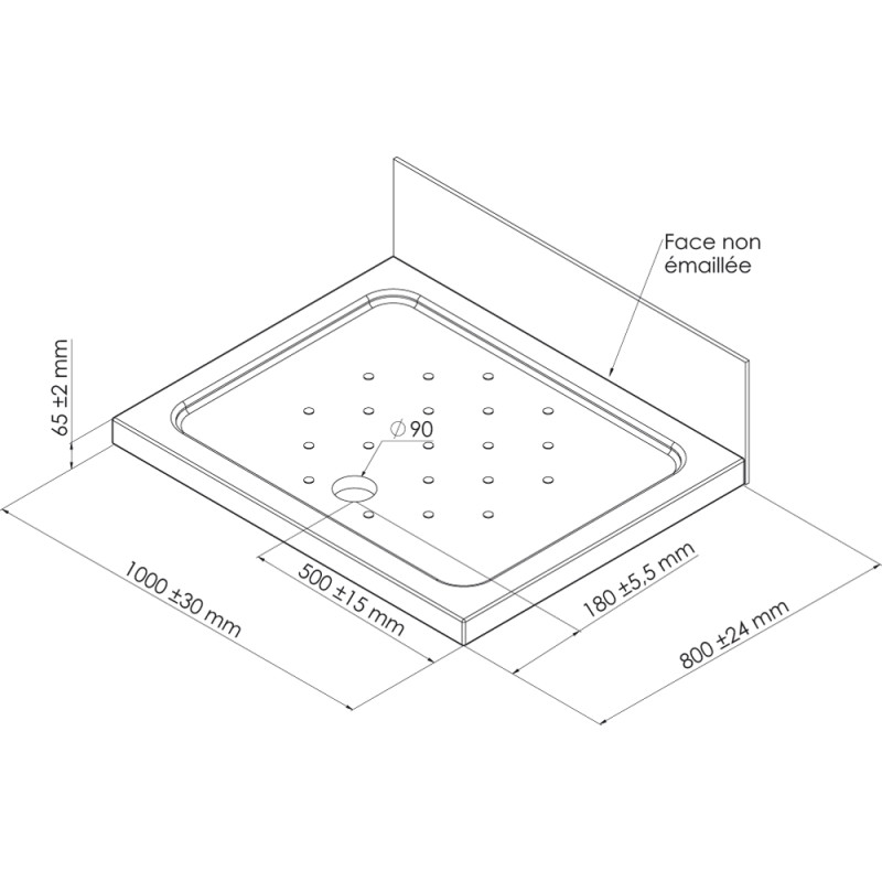 Receveur de douche Meri blanc rectangle 80 x 100 cm ONDÉE Receveur de douche Meri blanc rectangle 80 x 100 cm ONDÉE