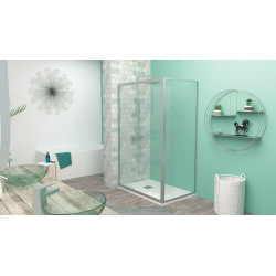 Porte de douche pivotante chrome Ekla 100 x 185 cm ONDÉE Porte de douche pivotante chrome Ekla 100 x 185 cm ONDÉE
