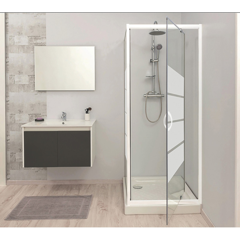 Porte de douche pivotante blanche Shiva 80 x 190 cm ONDÉE Porte de douche pivotante blanche Shiva 80 x 190 cm ONDÉE