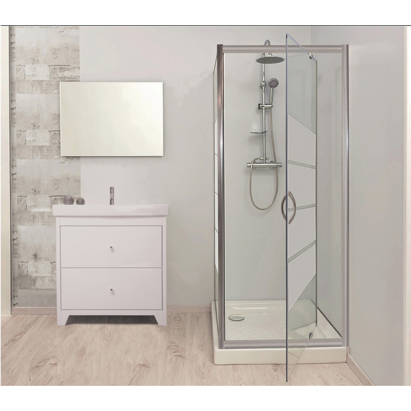 Porte de douche pivotante chrome Shiva 90 x 190 cm ONDÉE Porte de douche pivotante chrome Shiva 90 x 190 cm ONDÉE