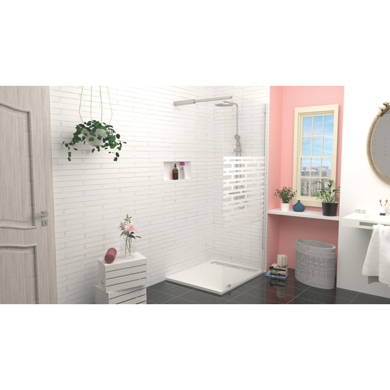 Paroi de douche avec sérigraphie Cariba 90 x 210 cm ONDÉE Paroi de douche avec sérigraphie Cariba 90 x 210 cm ONDÉE