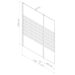 Paroi de baignoire avec sérigraphie Cariba 120 x 140 cm ONDÉE