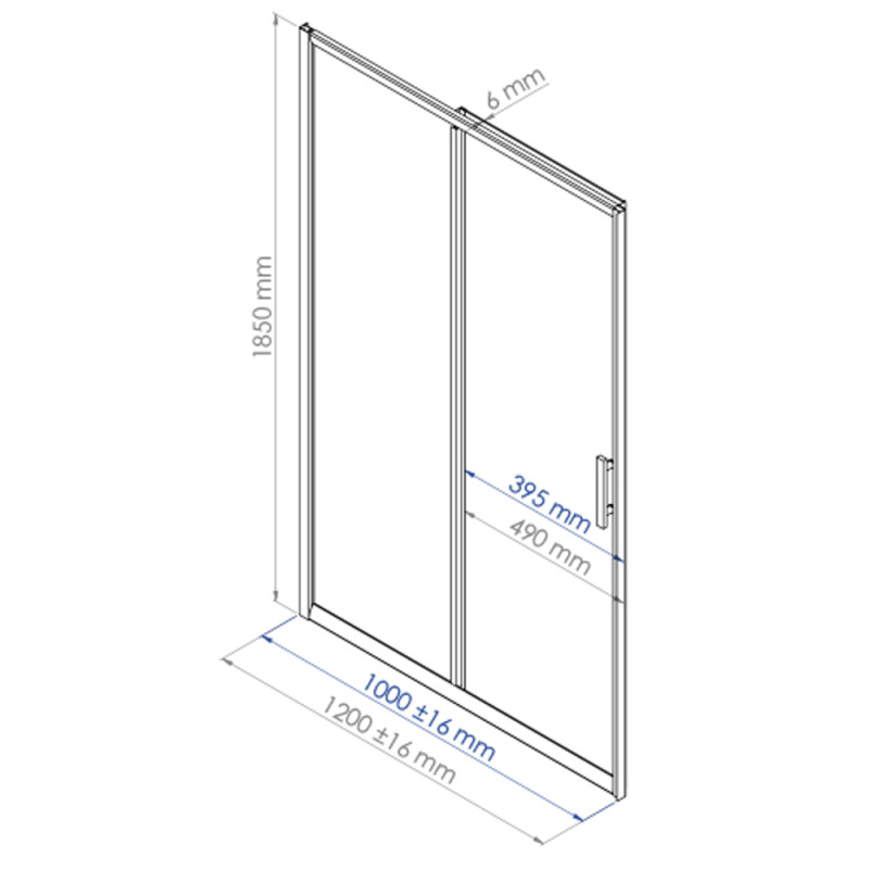 Porte de douche coulissante chrome Ekla 120 x 185 cm ONDÉE Porte de douche coulissante chrome Ekla 120 x 185 cm ONDÉE