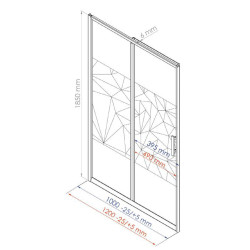 Porte de douche coulissante avec sérigraphie chrome Ekla 100 x 185 cm ONDÉE Porte de douche coulissante avec sérigraphie chrome Ekla 100 x 185 cm ONDÉE