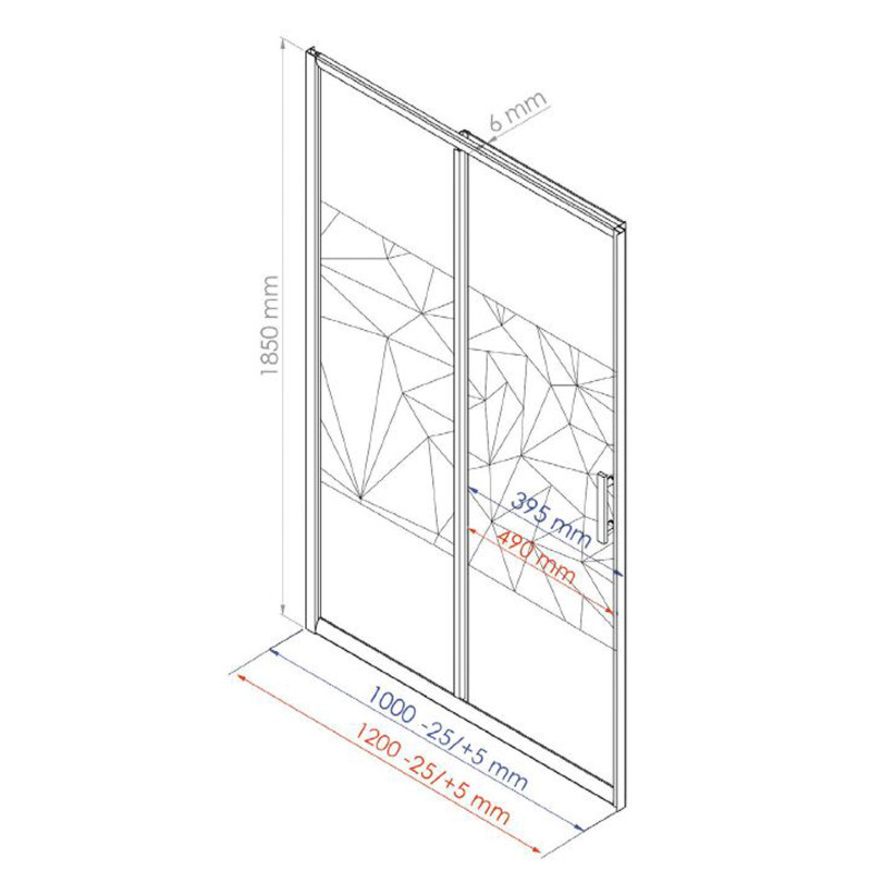 Porte de douche coulissante avec sérigraphie chrome Ekla 100 x 185 cm ONDÉE Porte de douche coulissante avec sérigraphie chrome Ekla 100 x 185 cm ONDÉE