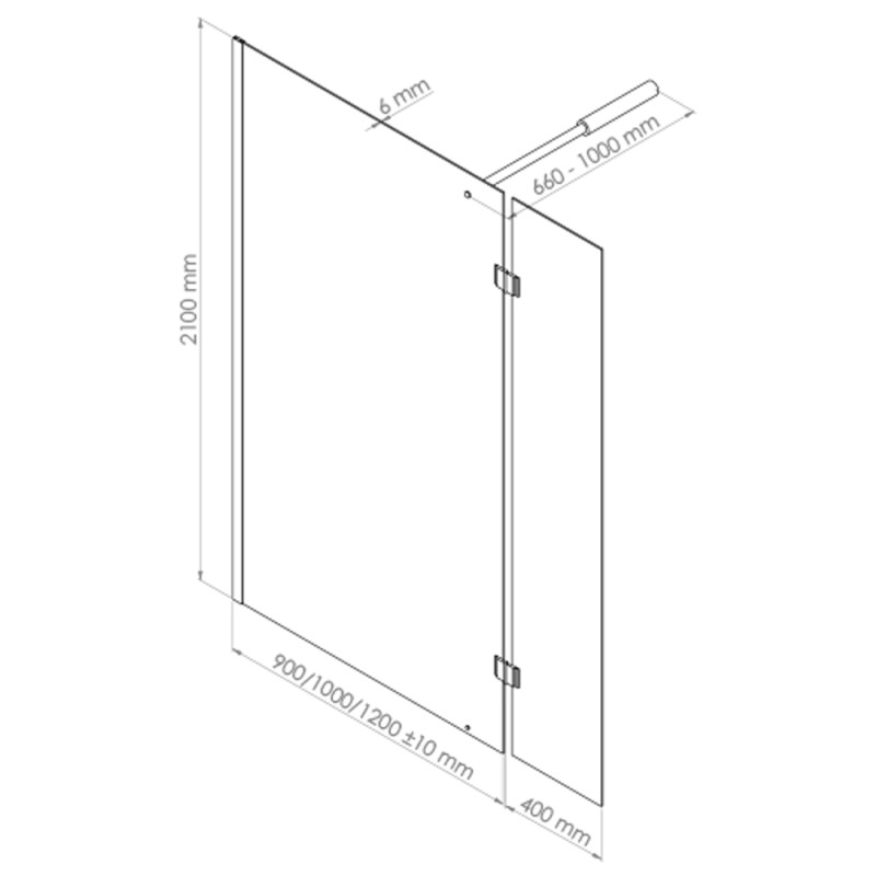 Paroi de douche transparente avec volet Cariba 90 x 210 cm ONDÉE Paroi de douche transparente avec volet Cariba 90 x 210 cm ONDÉE