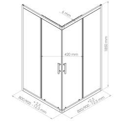 Porte de douche d'angle coulissante Ekla 80 x 80 x 185 cm ONDÉE Porte de douche d'angle coulissante Ekla 80 x 80 x 185 cm ONDÉE