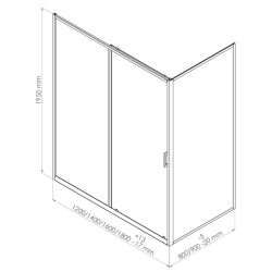 Paroi de douche fixe noire Napa 90 x 195 cm ONDÉE