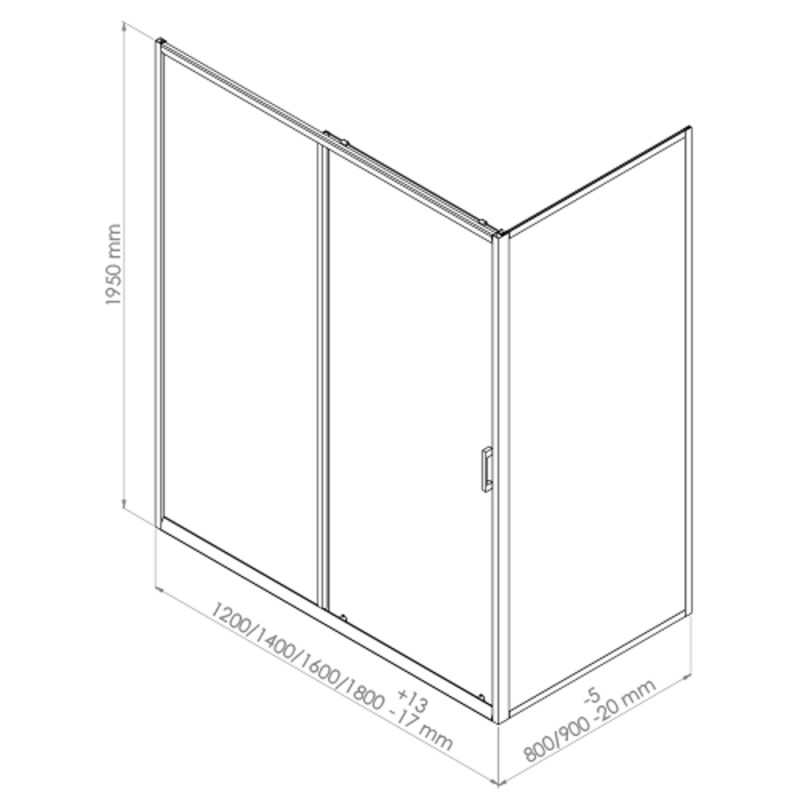 Paroi de douche fixe noire Napa 90 x 195 cm ONDÉE