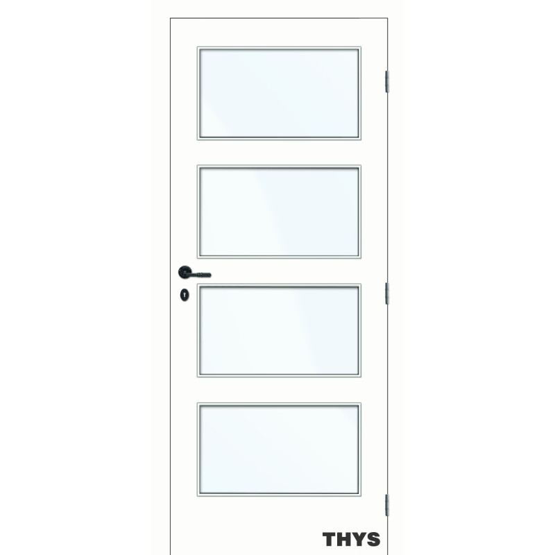 Bloc-porte à peindre S10 4 panneaux vitrés THYS