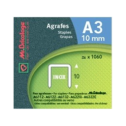 Agrafe A3 en acier inoxydable 10 mm 1060 pièces .B