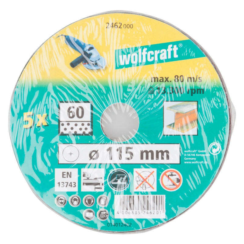 Disque abrasif en fibre 5 pièces WOLFCRAFT