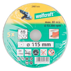 Disque abrasif en fibre 5 pièces WOLFCRAFT