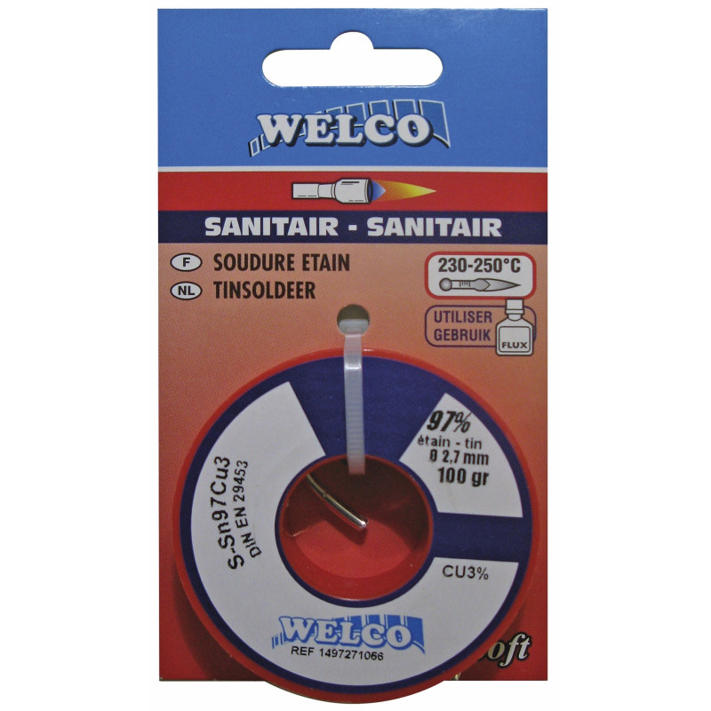 Fil pour brasage tendre avec 97% d'étain pour sanitaire 100 g