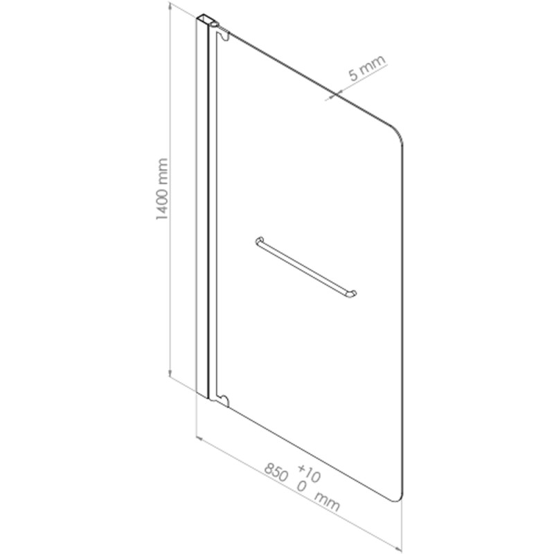 Paroi de baignoire transparente Icy 85 x 140 cm ONDÉE
