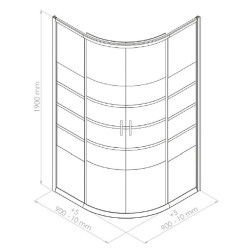 Porte de douche d'angle 1/4 de rond coulissante chrome Shiva 90 x 90 x 190 cm ONDÉE Porte de douche d'angle 1/4 de rond coulissante chrome Shiva 90 x 90 x 190 cm ONDÉE