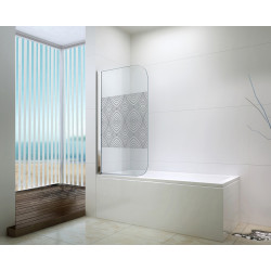 Paroi de baignoire avec sérigraphie chrome Uimi 80 x 140 cm ONDÉE