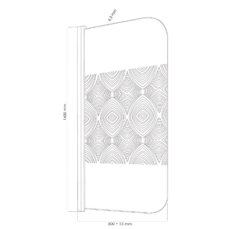 Paroi de baignoire avec sérigraphie chrome Uimi 80 x 140 cm ONDÉE