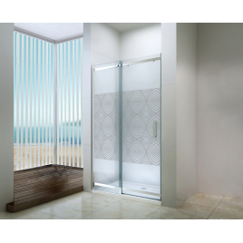 Porte de douche coulissante avec sérigraphie chrome Uimi 100 x 210 cm ONDÉE