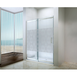 Porte de douche coulissante avec sérigraphie chrome Uimi 140 x 210 cm ONDÉE