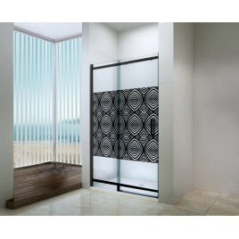 Porte de douche coulissante avec sérigraphie noire Uimi 100 x 210 cm ONDÉE