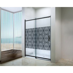Porte de douche coulissante avec sérigraphie noire Uimi 140 x 210 cm ONDÉE